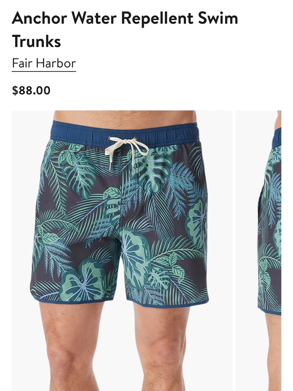 Fair Harbor Men's Navy Evergreen tropical print swim trunks - M